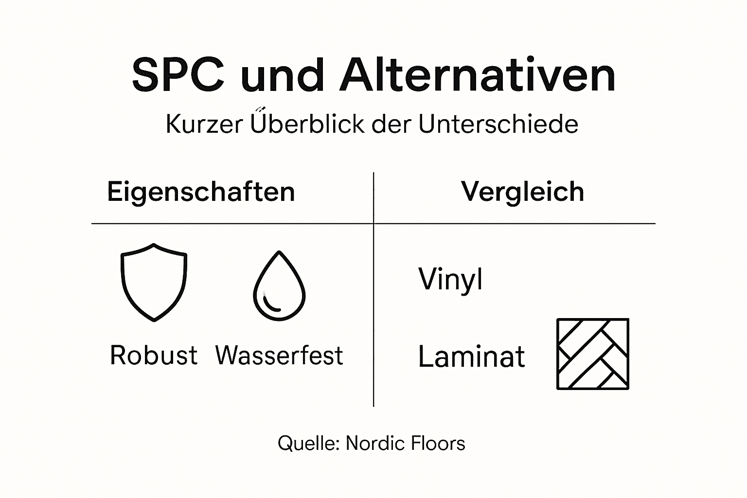 Infografik: SPC-Boden im Vergleich zu anderen Bodenbelägen
