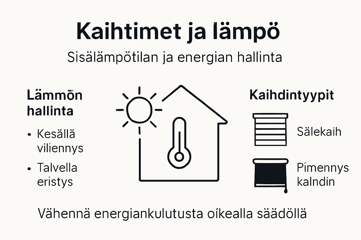 Infograafi: Näin kaihtimet auttavat pitämään kodin lämpötilan sopivana