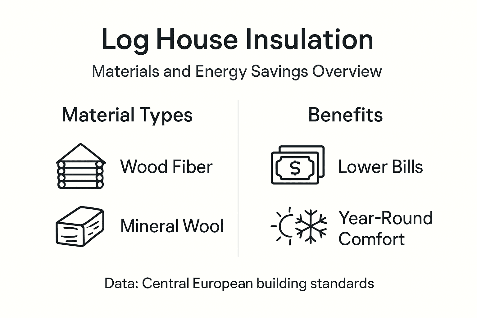 Infographic log house insulation types and savings