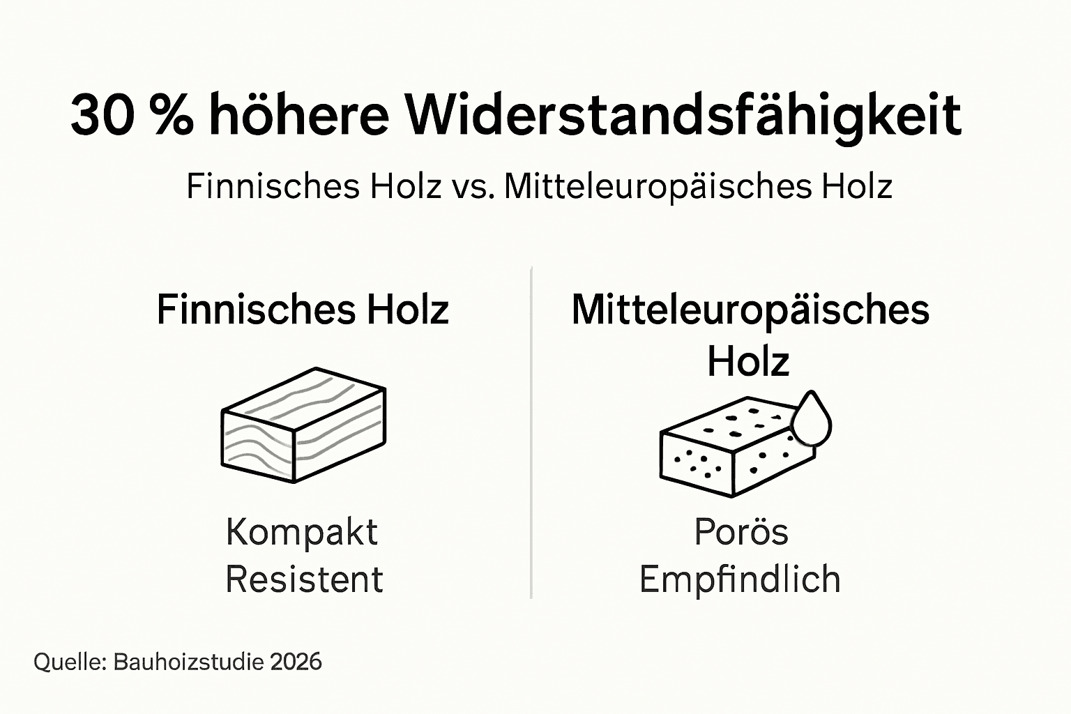 Infografik: Feuchtigkeitswerte von finnischem Holz im Vergleich