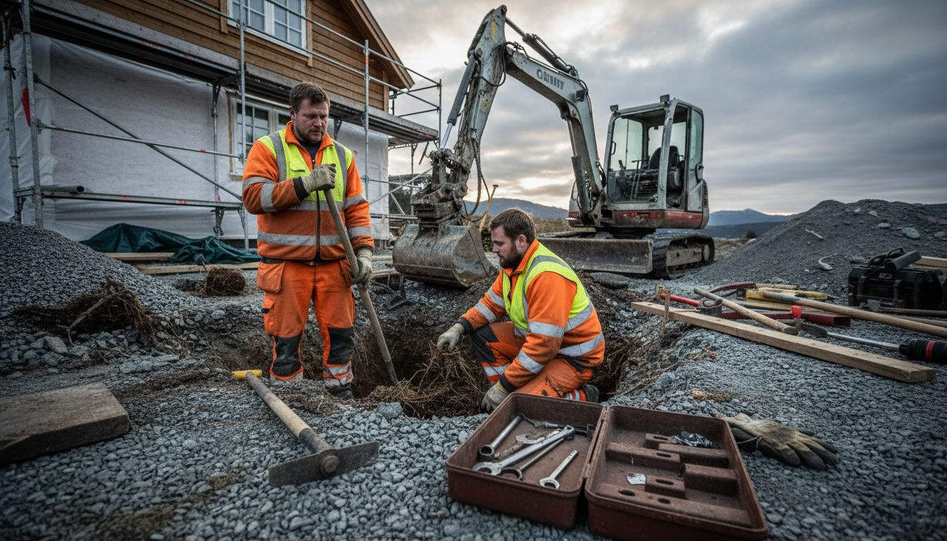 Arbeiderne er i full gang med gravingen, men støter stadig på nye utfordringer underveis.