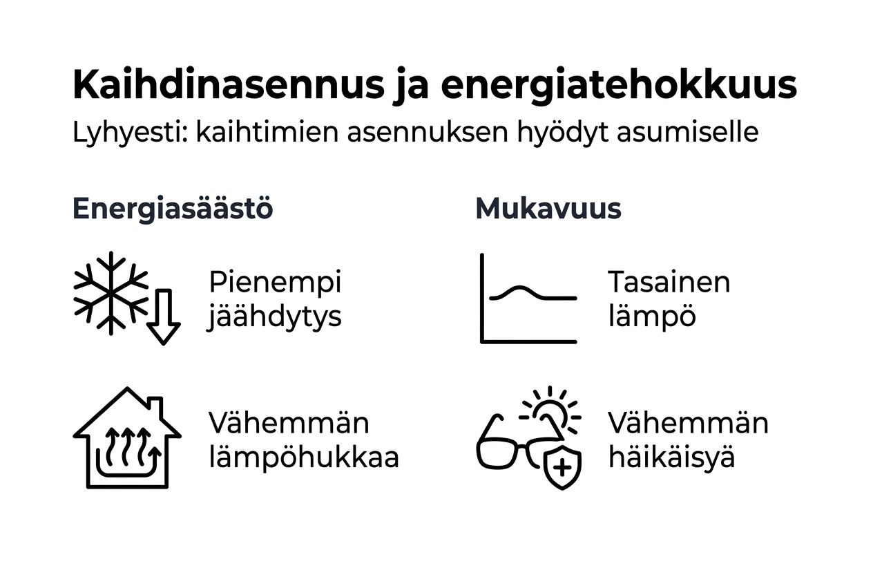 Näin kaihtimet tekevät kodistasi energiatehokkaamman ja viihtyisämmän – infografiikka kaihtimien hyödyistä arjessa