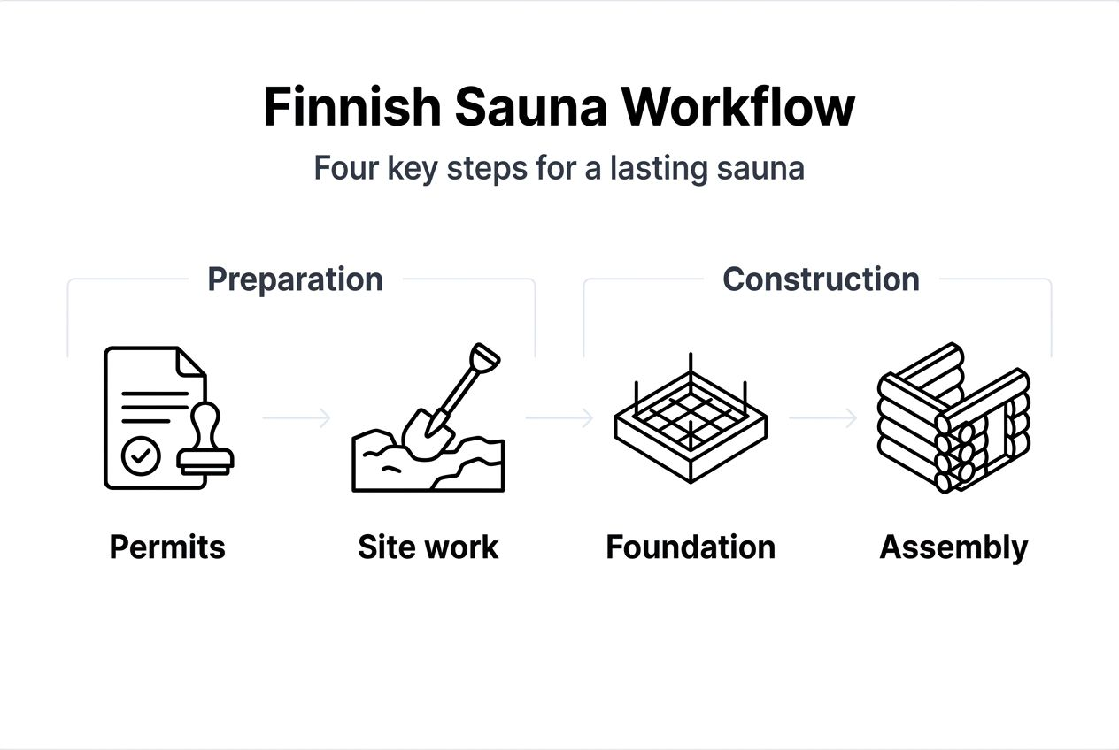 Infographic outlining Finnish sauna building steps