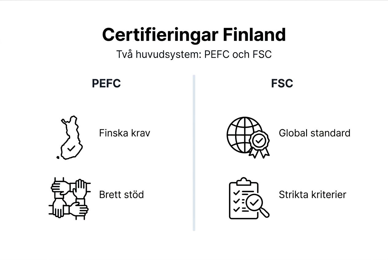 En översikt i bildform över de finska skogscertifieringarna och standarderna