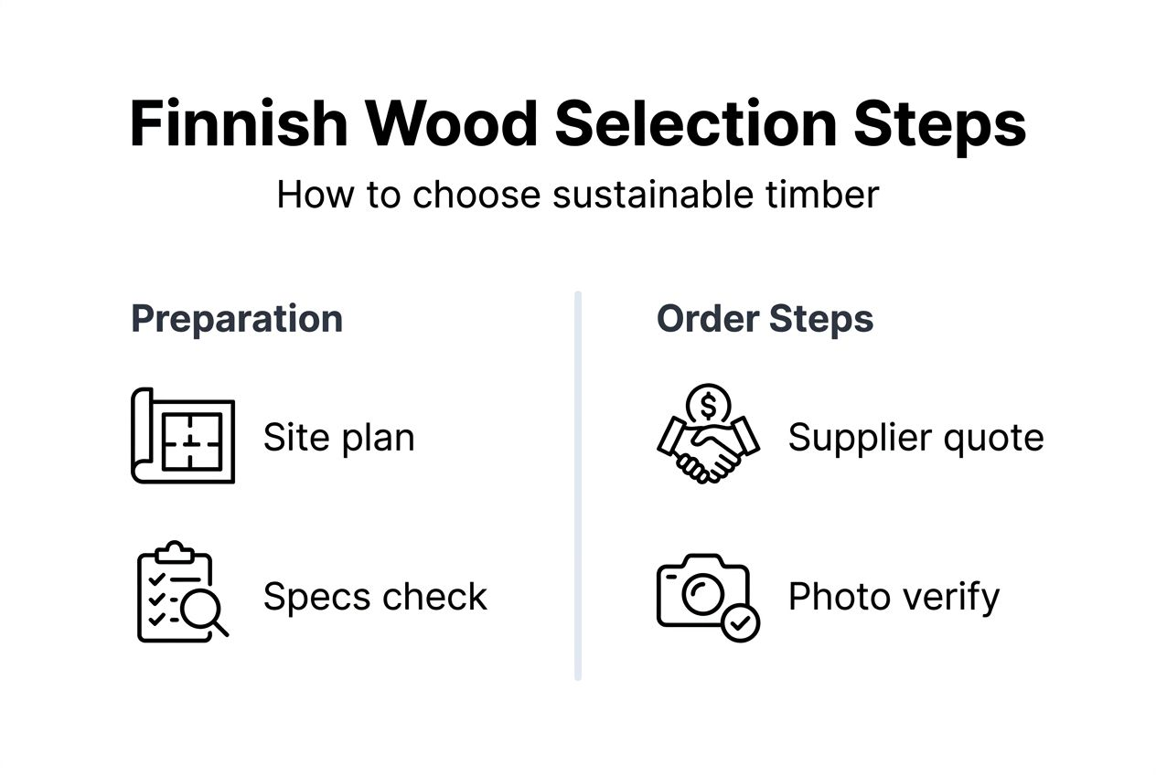 Infographic showing Finnish wood selection steps