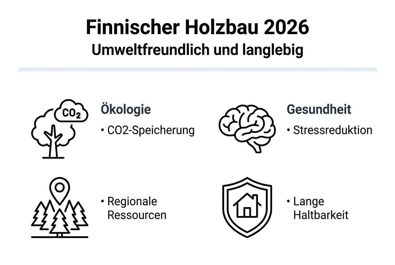Infografik: Nachhaltiges Bauen mit finnischem Holz – Ausblick 2026