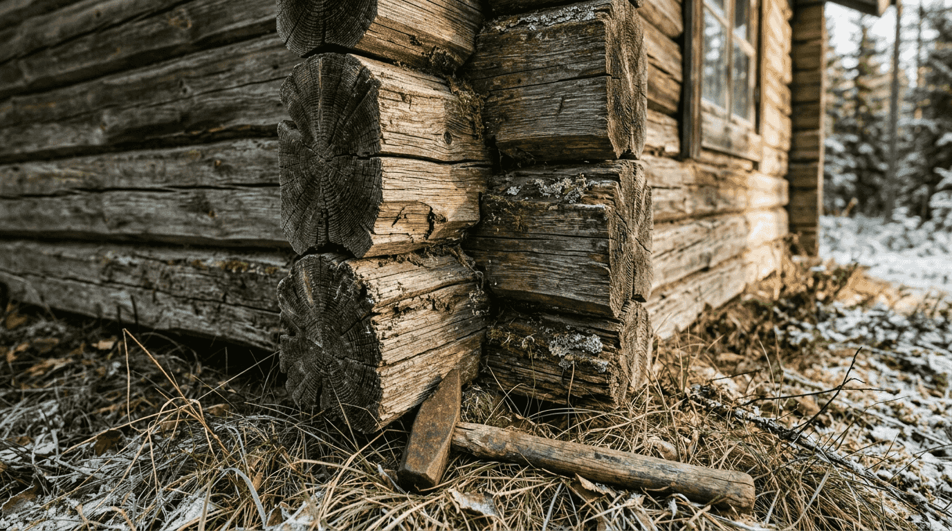 Sorgfältig ausgeführte Eckverbindung eines Blockhauses – ein Beispiel traditioneller Handwerkskunst