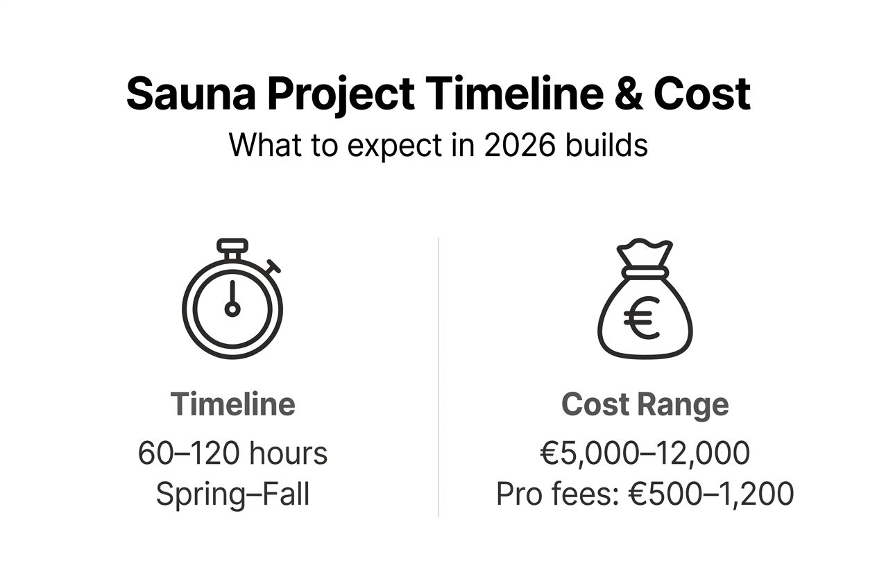 Infographic on sauna build timeline and cost