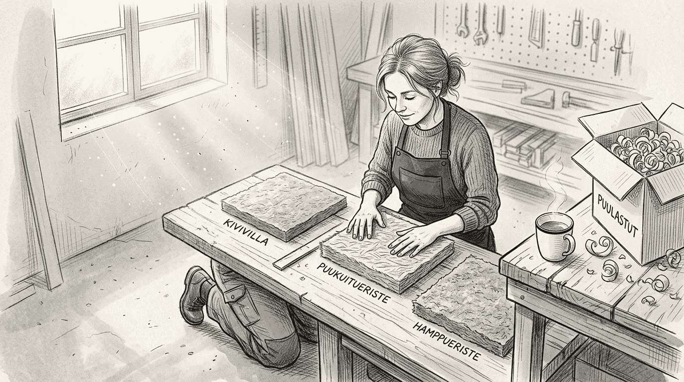 Eristemateriaalit esillä työpöydällä