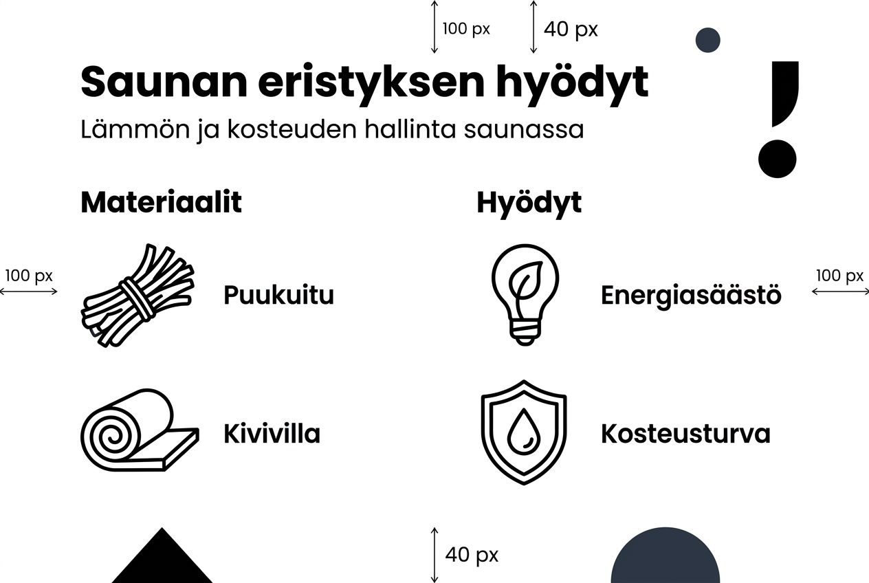 Havainnollinen kuvaesitys saunan eristyksen hyödyistä