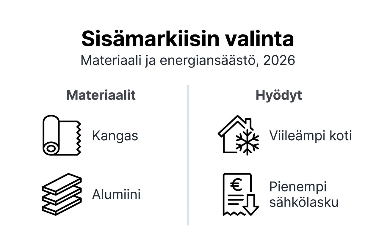 Kuvallinen katsaus sisämarkiisien materiaaleihin ja niiden etuihin