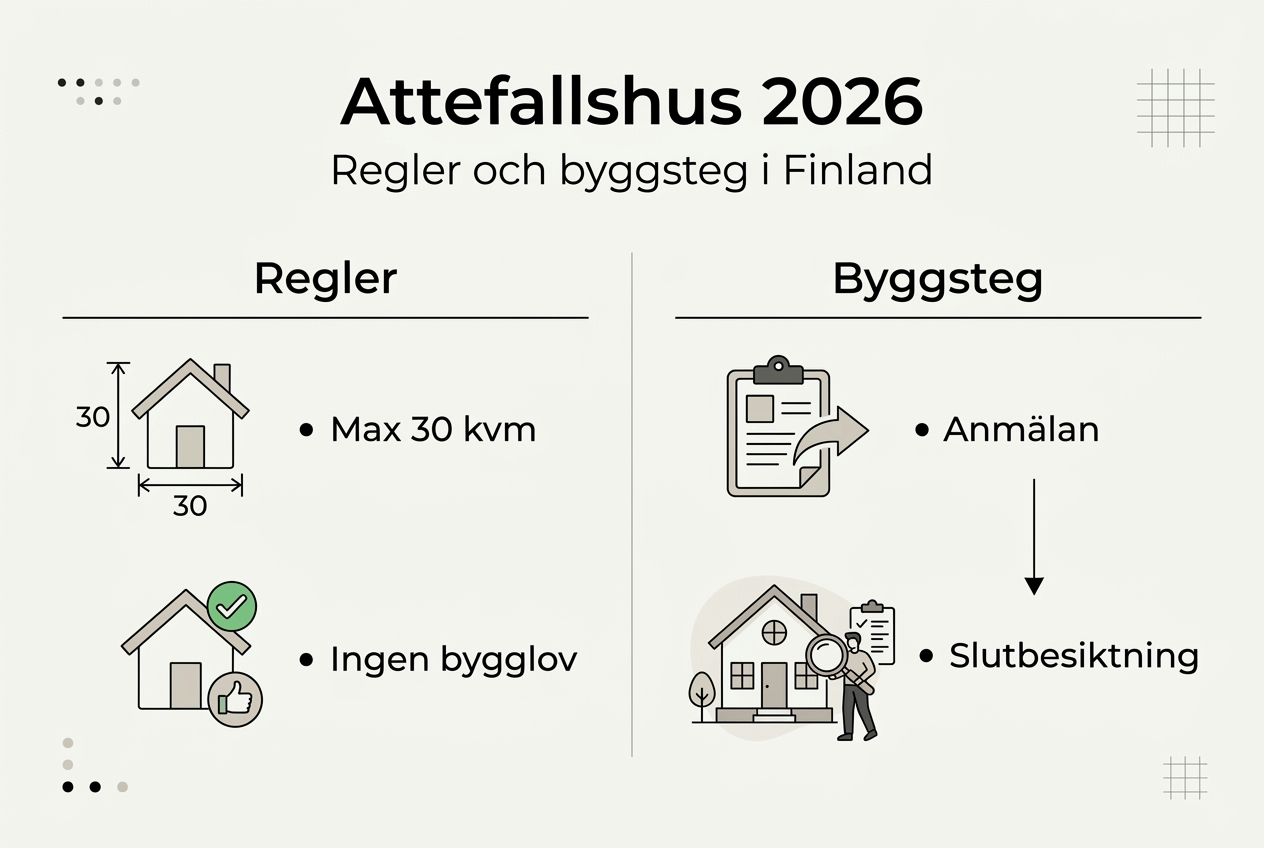 Så bygger du ett attefallshus – regler och steg för steg i en överskådlig infografik