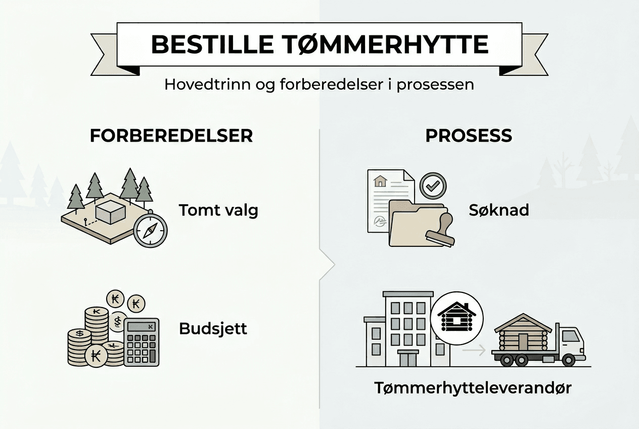 Slik bestiller du en tømmerhytte – en oversikt i bilder