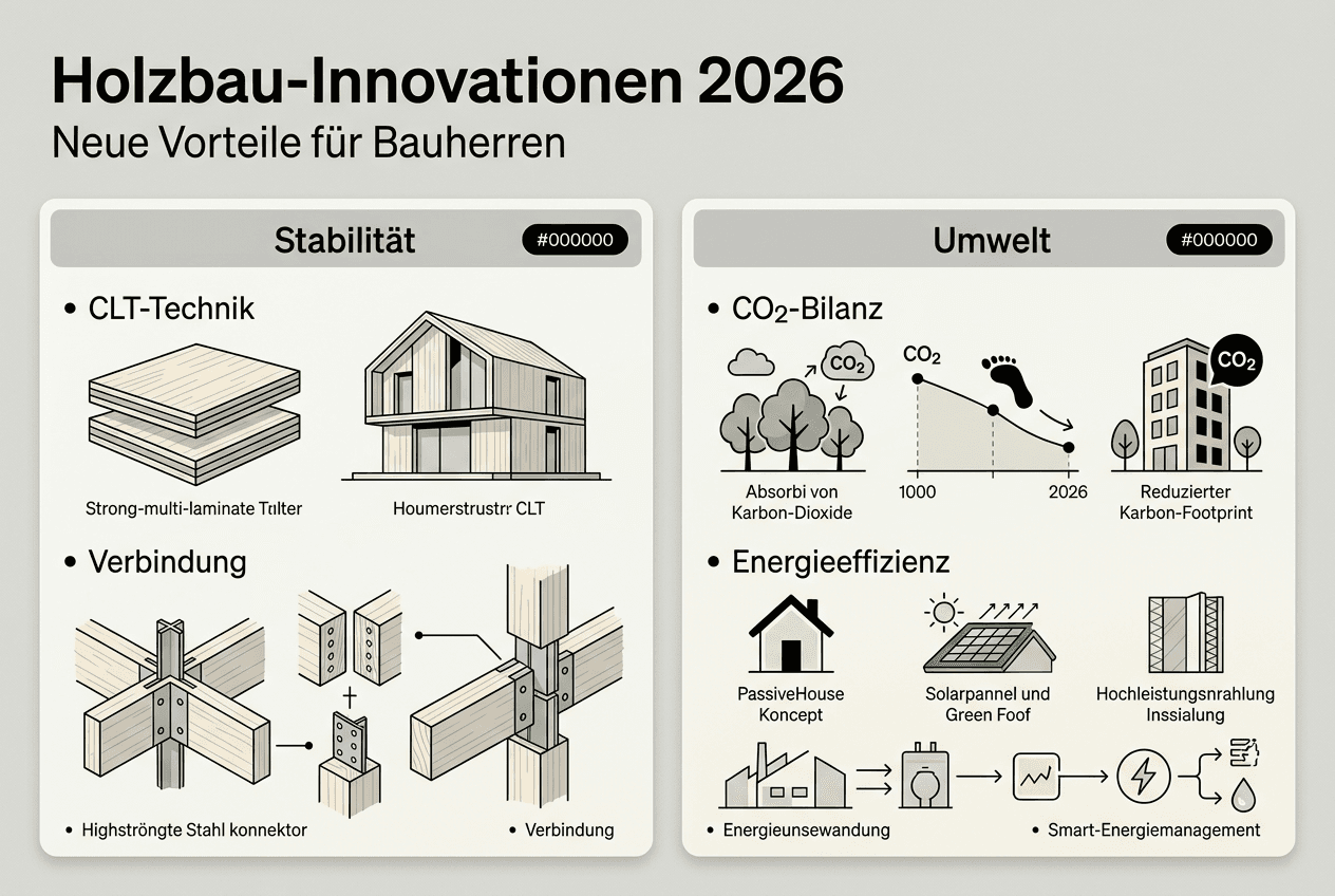 Infografik: Die wichtigsten Vorteile moderner Holzbauweise auf einen Blick