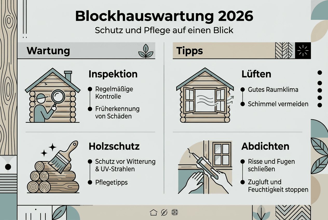 Übersicht: Die wichtigsten Tipps zur Pflege und Instandhaltung Ihres Blockhauses auf einen Blick