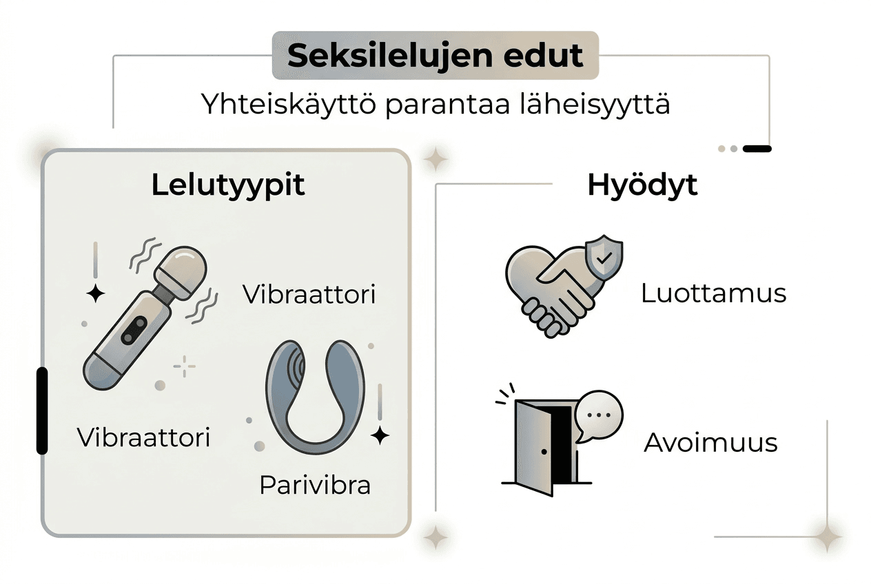 Kuvallinen katsaus seksilelujen hyötyihin parisuhteessa