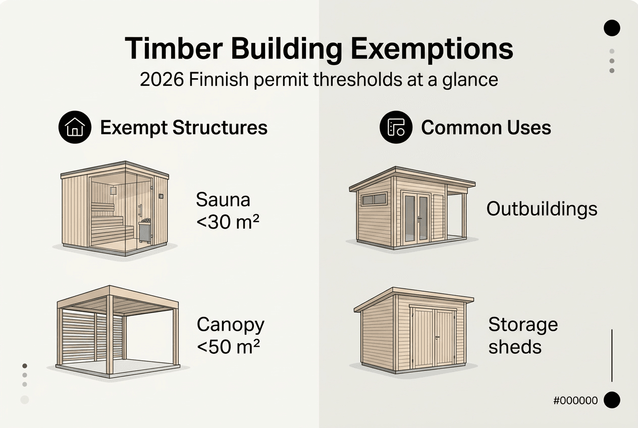 Infographic showing timber permit exemptions in Finland