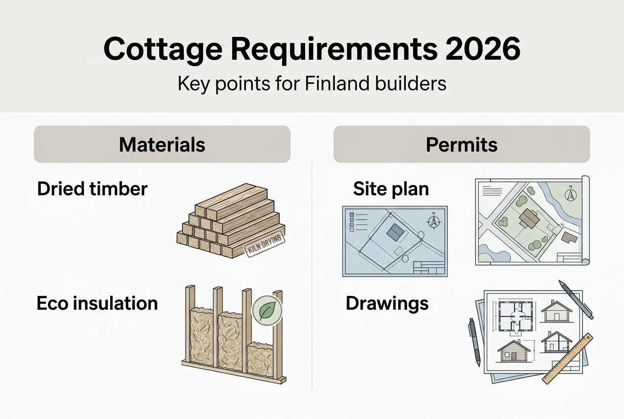 Infographic showing key cottage material and permit needs