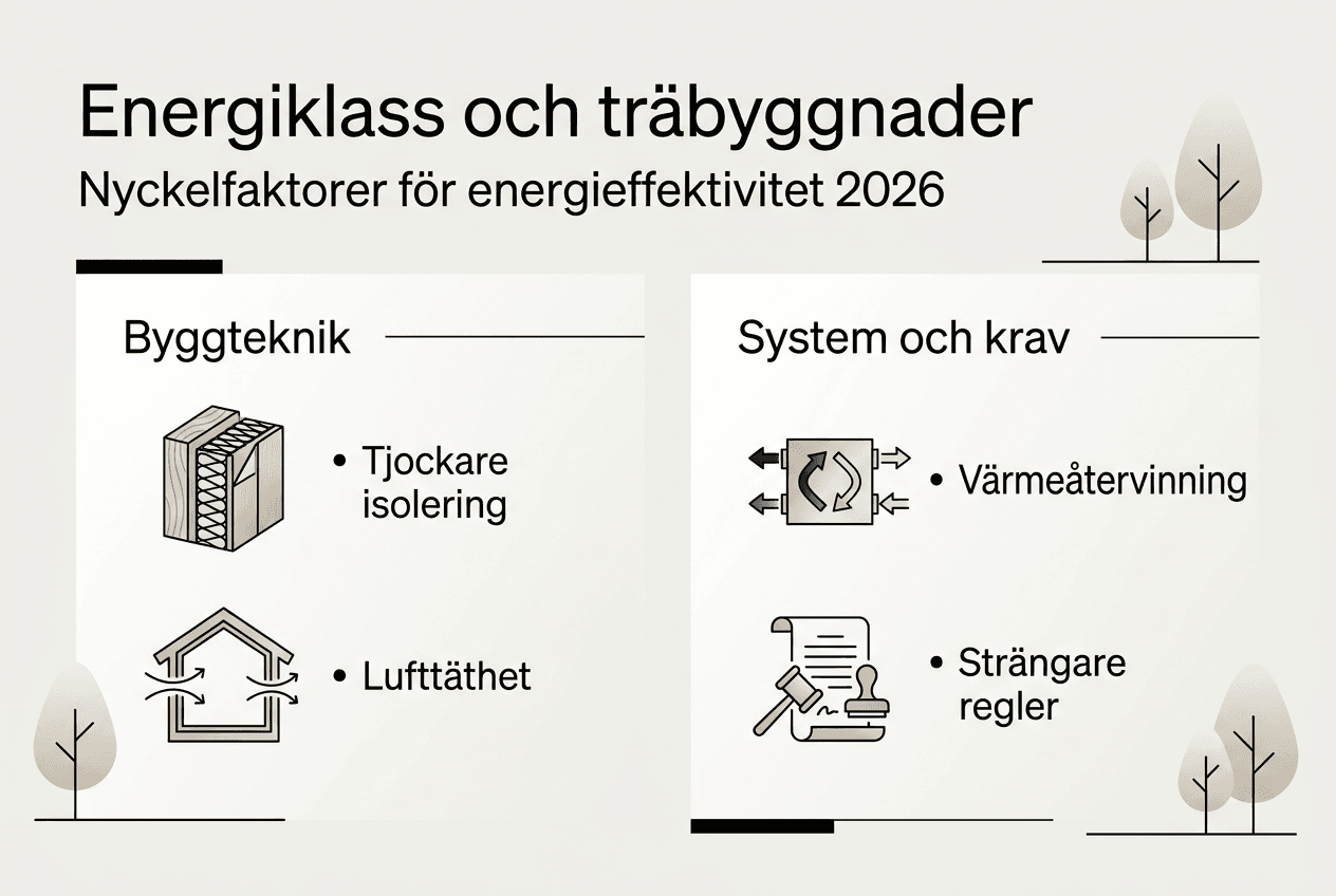 Infografik: Vad påverkar energiklassen i trähus? De viktigaste faktorerna att ha koll på.