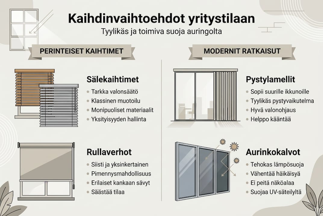 Yrityksille sopivat kaihdinvaihtoehdot – havainnollinen infografiikka