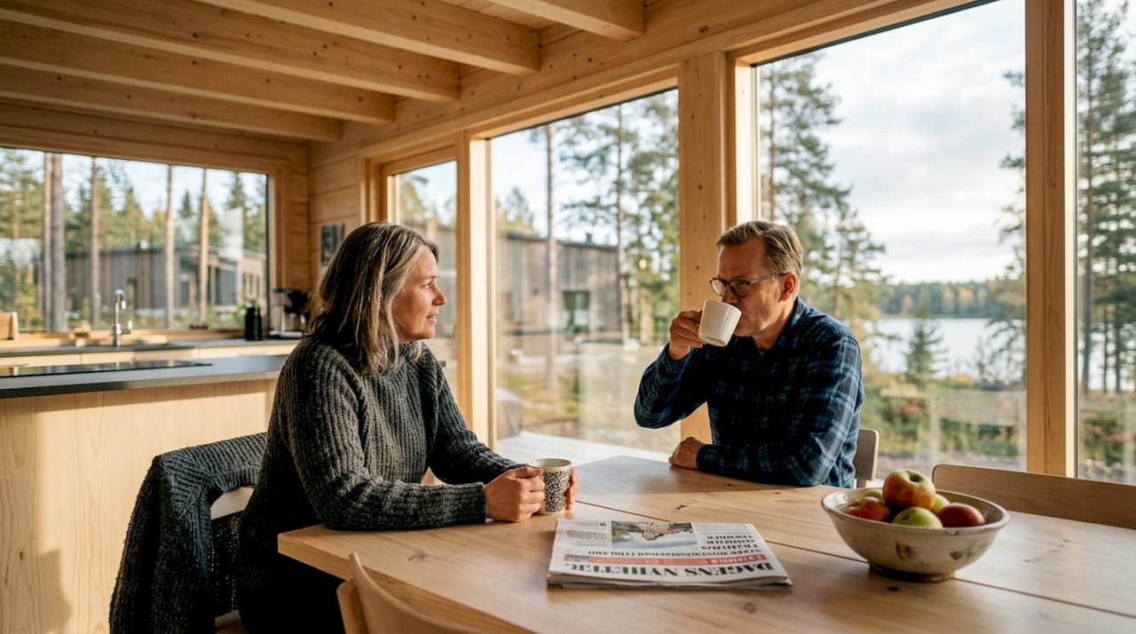 Ljust och inbjudande kök i finskt trähus