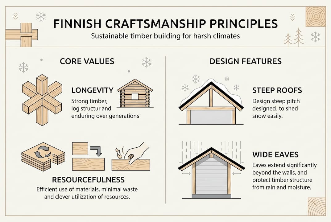 Infographic Finnish timber craft principles and features