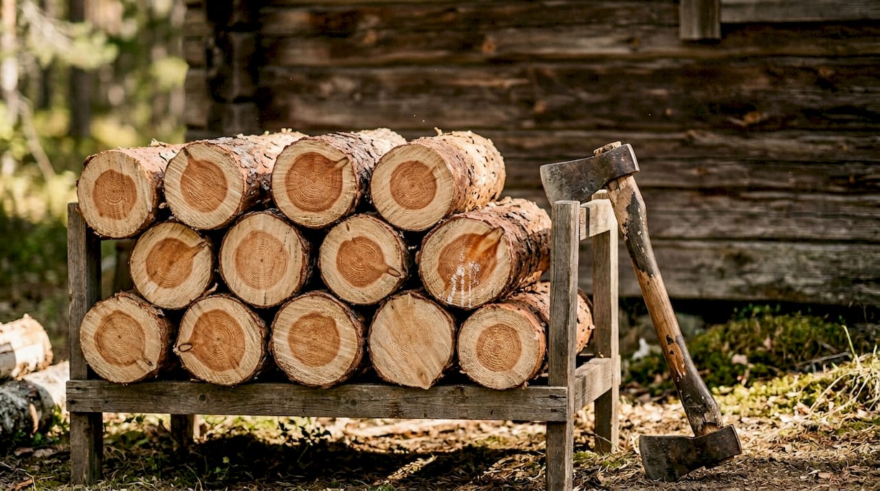 Close-up timber logs pine spruce texture