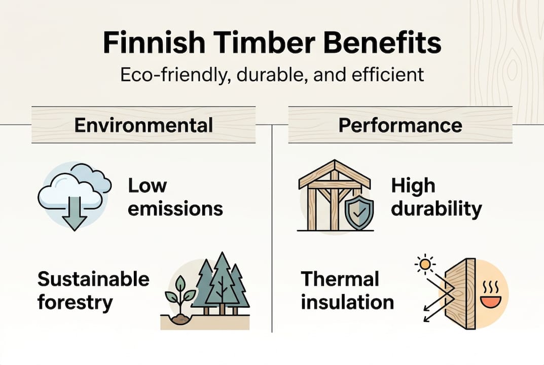 Infographic on Finnish timber sustainability and performance