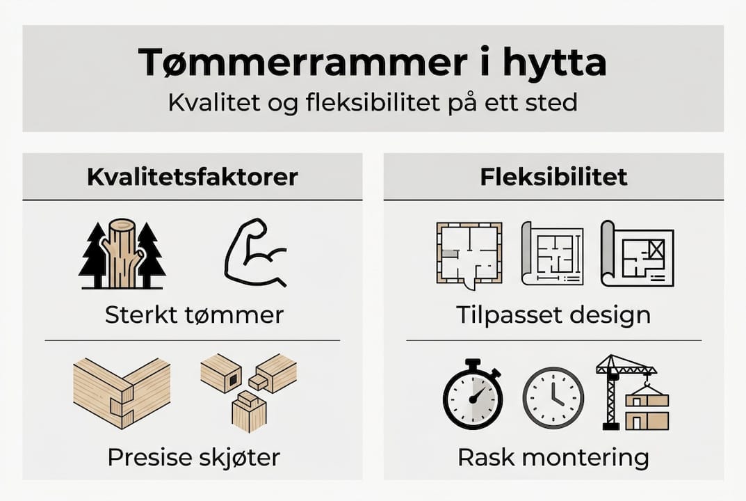 Infografikk som viser hvorfor tømmerrammer er både solide og tilpasningsdyktige
