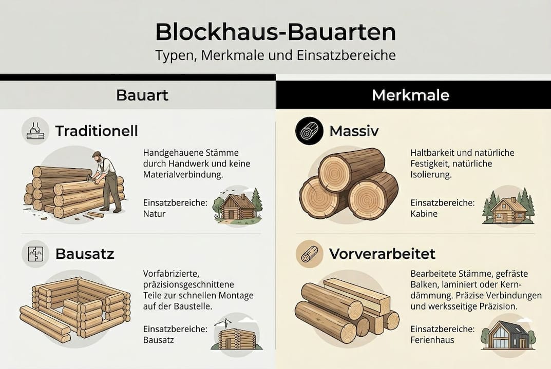 Übersicht: Verschiedene Bauweisen und Besonderheiten von Blockhäusern auf einen Blick