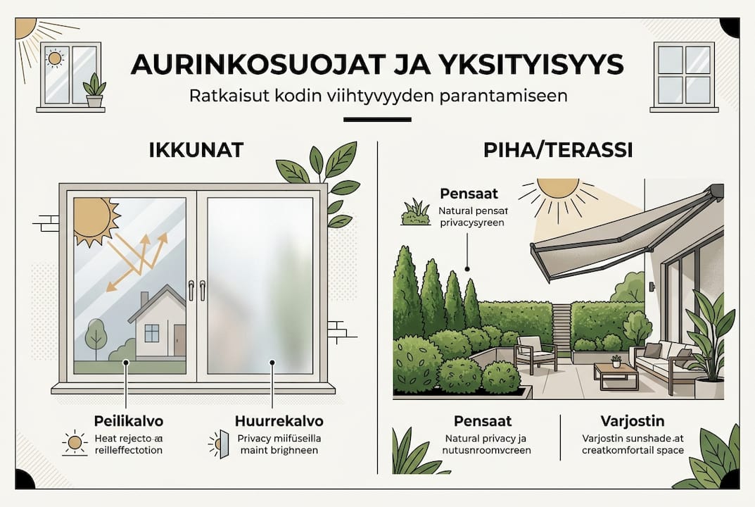 Kodin aurinkosuojien vaihtoehdot – tietopaketti yhdellä silmäyksellä