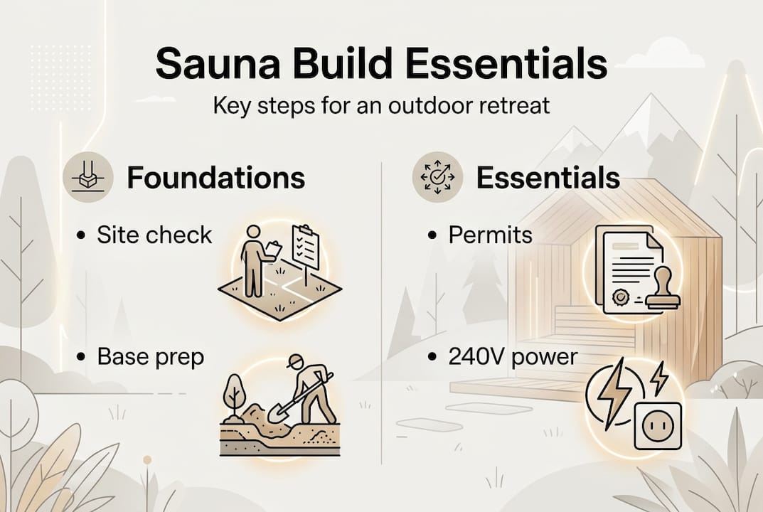 Infographic outdoor sauna prerequisites overview