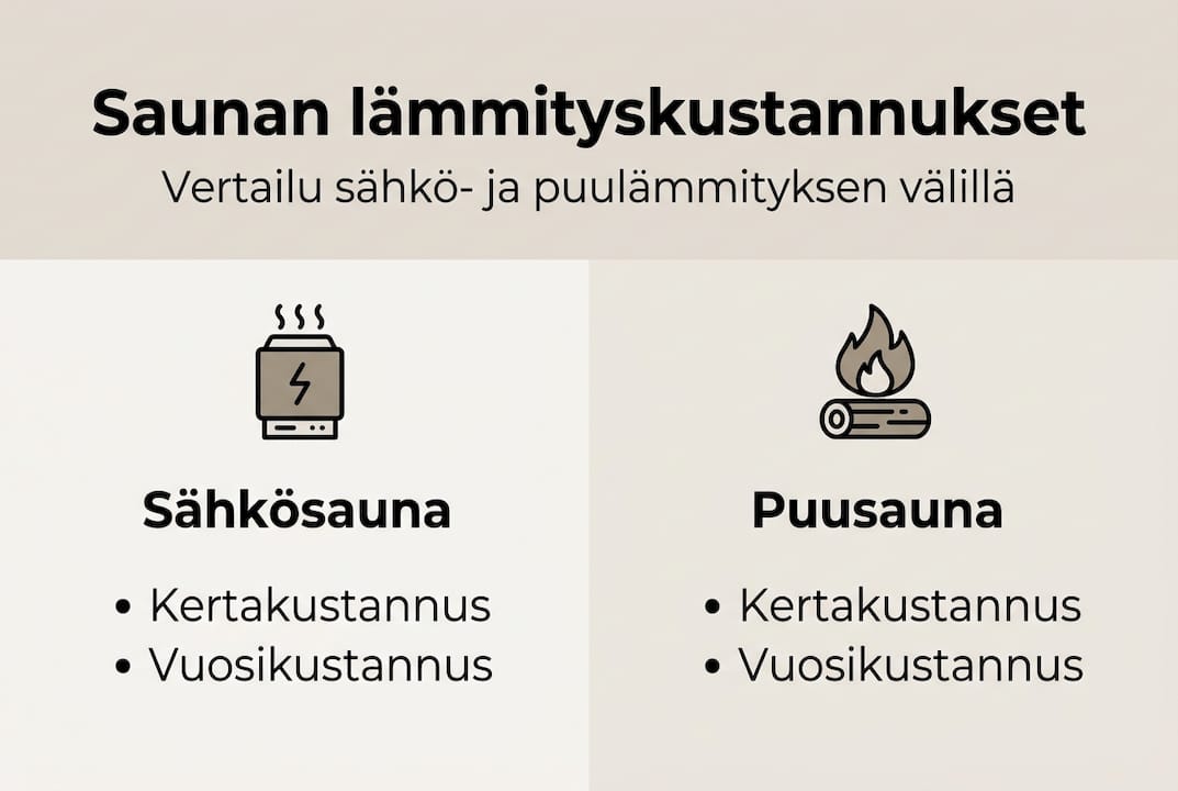 Kuvallinen katsaus saunan lämmityksen kustannuksiin
