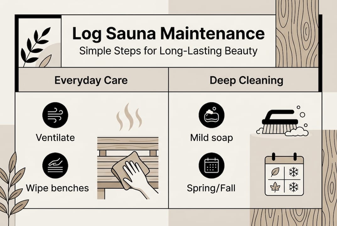 Infographic log sauna maintenance key steps