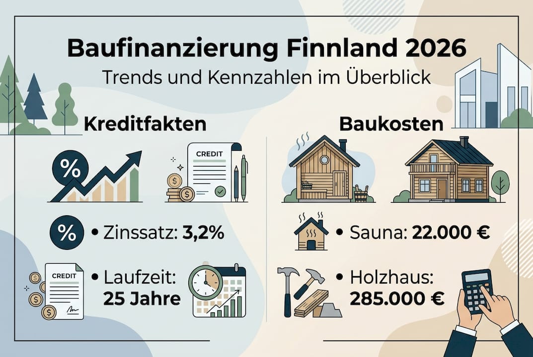 Überblick: Baufinanzierung und Baukosten in Finnland 2026 – Die wichtigsten Zahlen und Fakten auf einen Blick