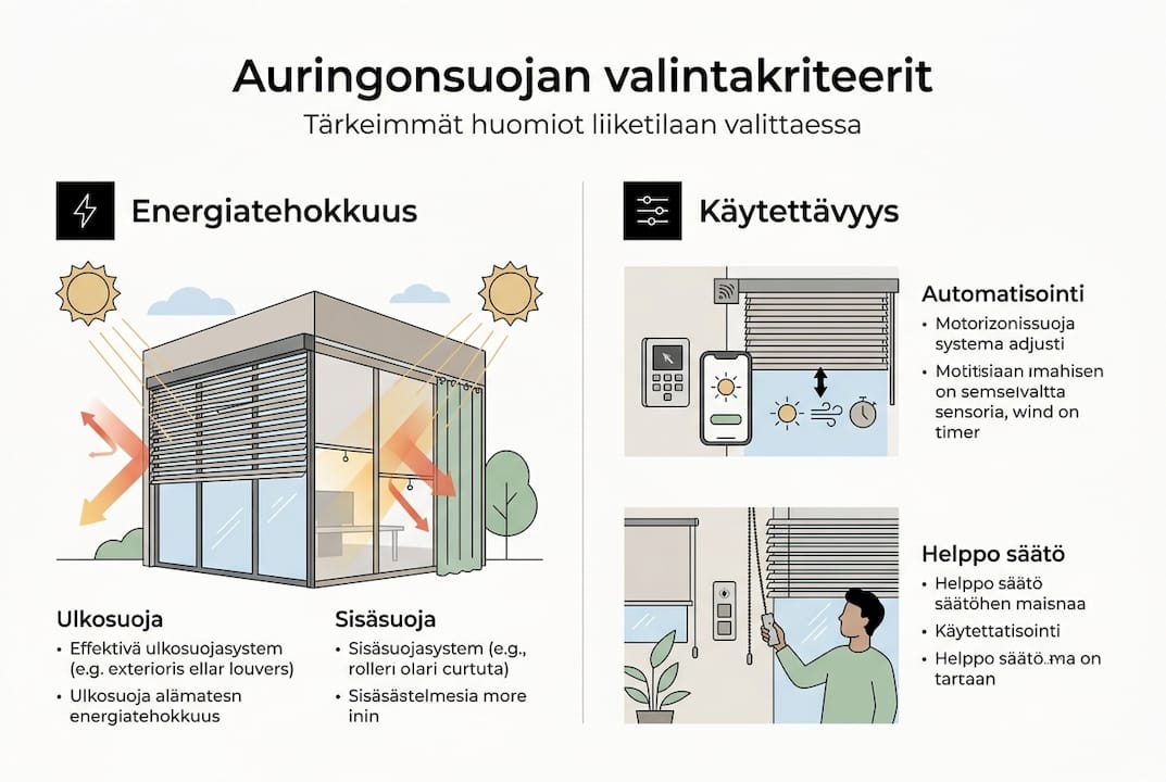 Infograafi: Näin valitset oikeanlaisen aurinkosuojan liiketilaasi