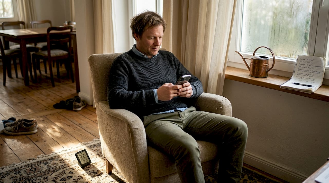 Im Esszimmer sitzt man gemütlich zusammen und achtet darauf, wie die Luftqualität im Raum ist.