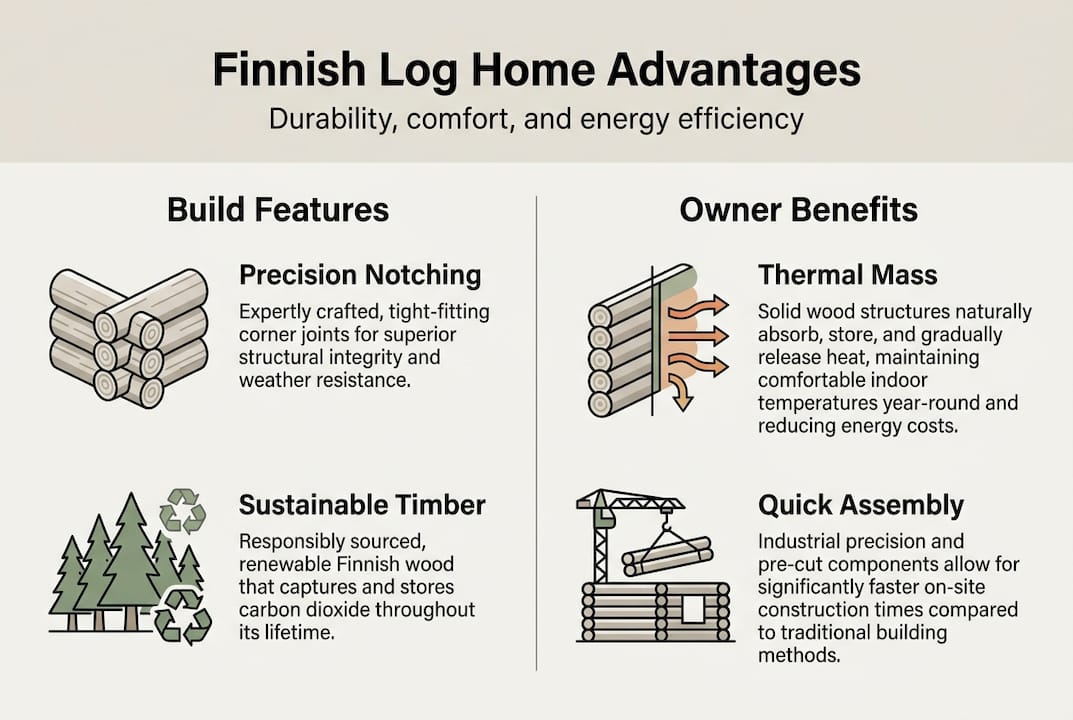 Infographic Finnish log home advantages overview