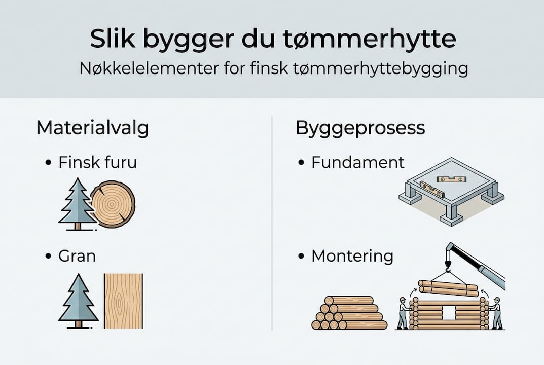 Infografikk: Slik velger du materialer og går frem når du bygger en finsk tømmerhytte