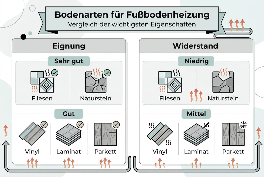 Übersicht: Welche Bodenbeläge eignen sich für eine Fußbodenheizung?