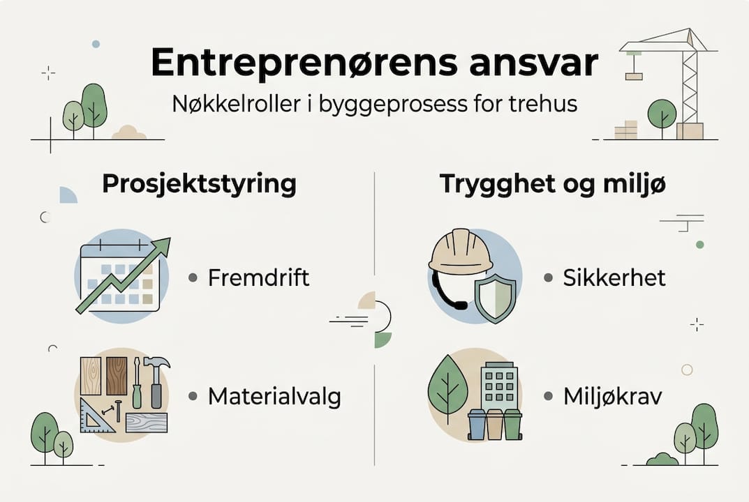 Infografikk: Entreprenørens viktigste ansvarsområder i byggeprosessen