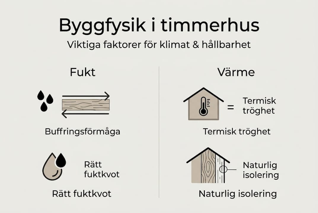 Illustration som förklarar hur timmerhus fungerar ur ett byggfysikperspektiv
