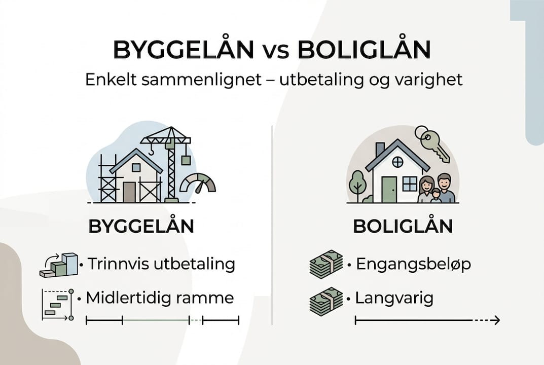 Infografikk: forskjeller og likheter mellom byggelån og boliglån
