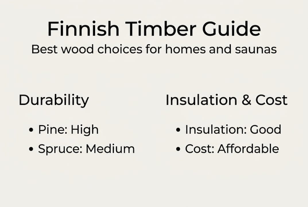 Infographic of Finnish timber types and uses
