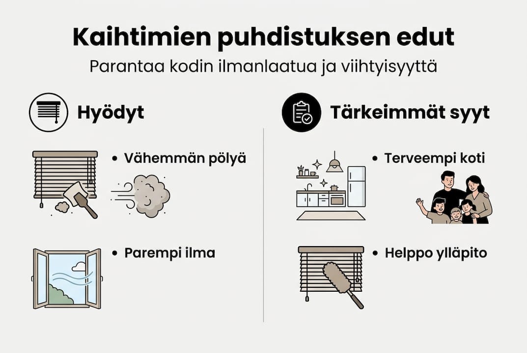 Infograafi: Miksi kaihtimet kannattaa puhdistaa – hyödyt ja tärkeimmät syyt