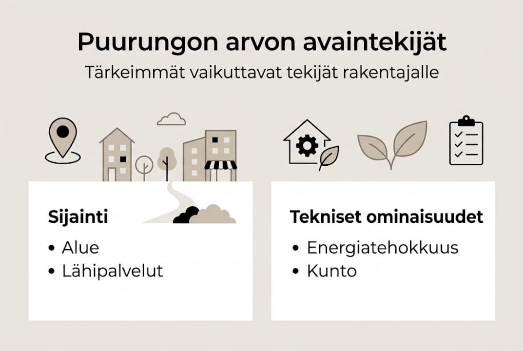 Infograafi: puurakenteiden arvon muodostumisen tärkeimmät tekijät