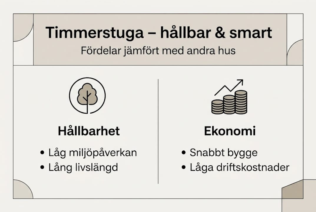 Så påverkar timmerstugans hållbarhet och ekonomi – en översikt i infografik