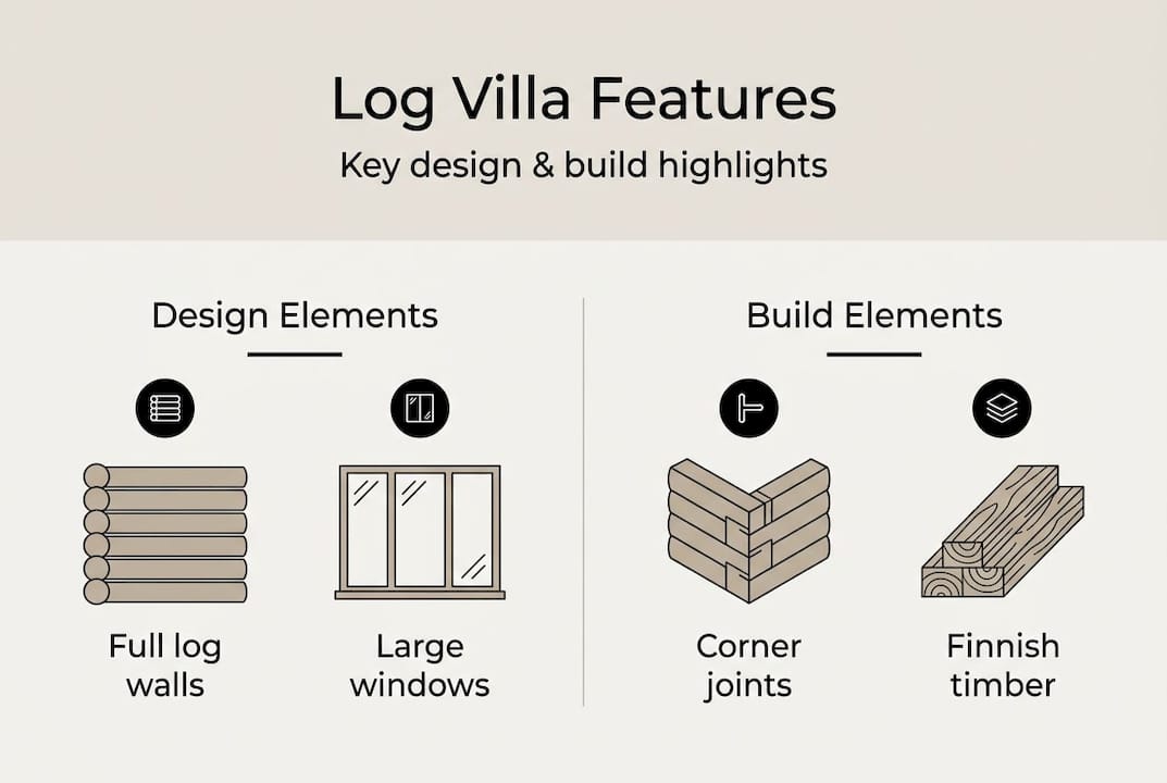 Infographic showing main log villa features