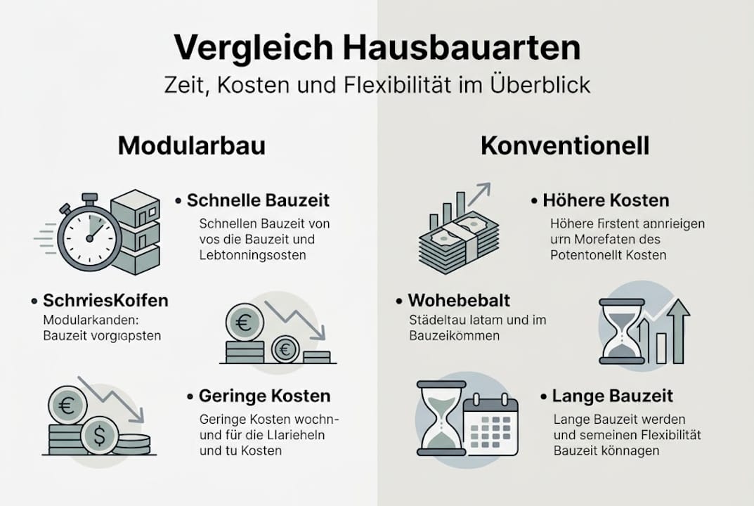 Übersichtsgrafik zu modularen und traditionellen Bauweisen