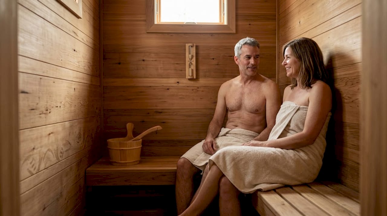 Relaxing in well-crafted finished custom sauna